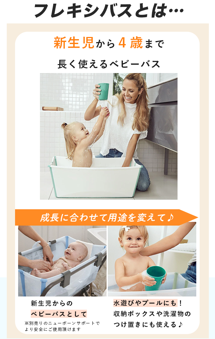 フレキシバス ストッケ ベビーバス STOKKE お風呂 沐浴 ペット 持ち運び 旅行 コンパクト 入浴 お風呂 折りたたみ 収納可能 赤ちゃん 関連画像4