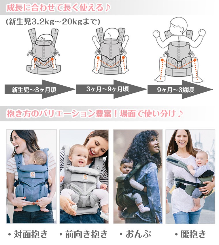 ＼今なら15,400円引き！／正規品 エルゴ オムニ360 セール クールエア 抱っこ紐 OMNI 360 メッシュ スリーシックスティ 正規販売店 新生児 エルゴベビー｜twinklefunny｜07