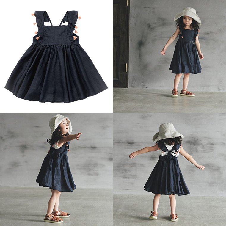 MARLMARL ワンピース dress 3 shirring navy | ギフト・スタイ・出産祝いのMARLMARL
