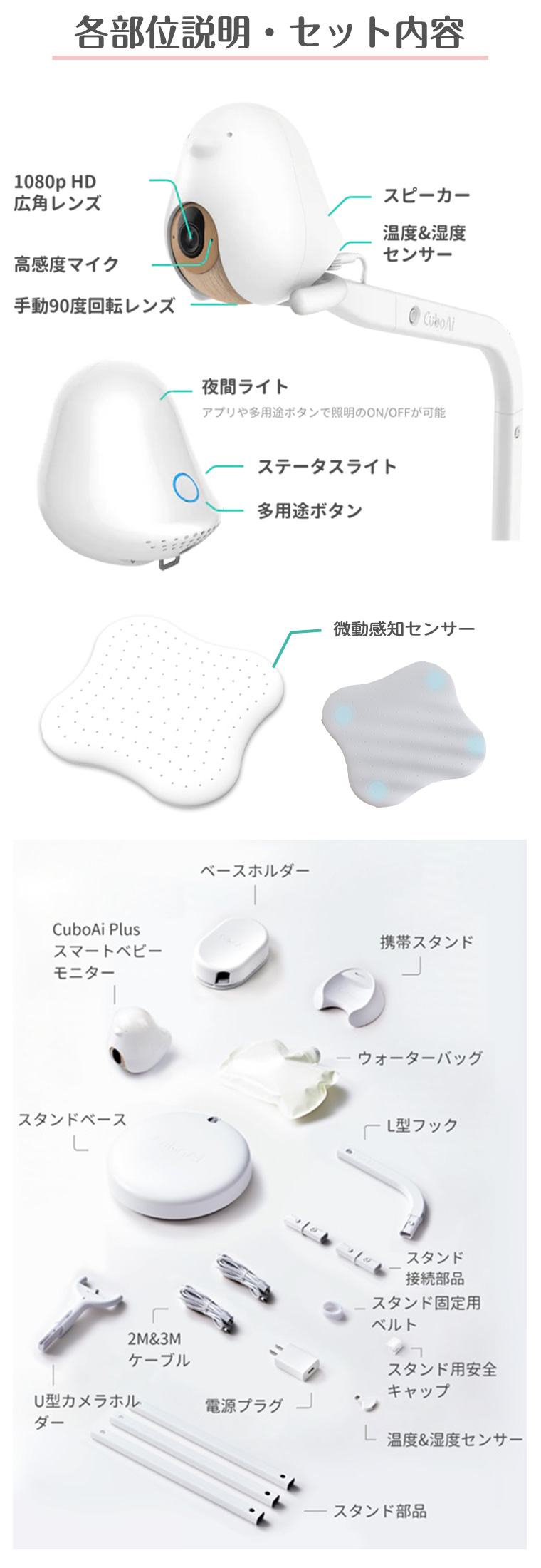 お値下げ交渉○美品！CuboAi Plusセンサーパッド　カメラ 値下げ Cubo Ai plus + ベビーセンサーパッド 中古 付属品ほぼ