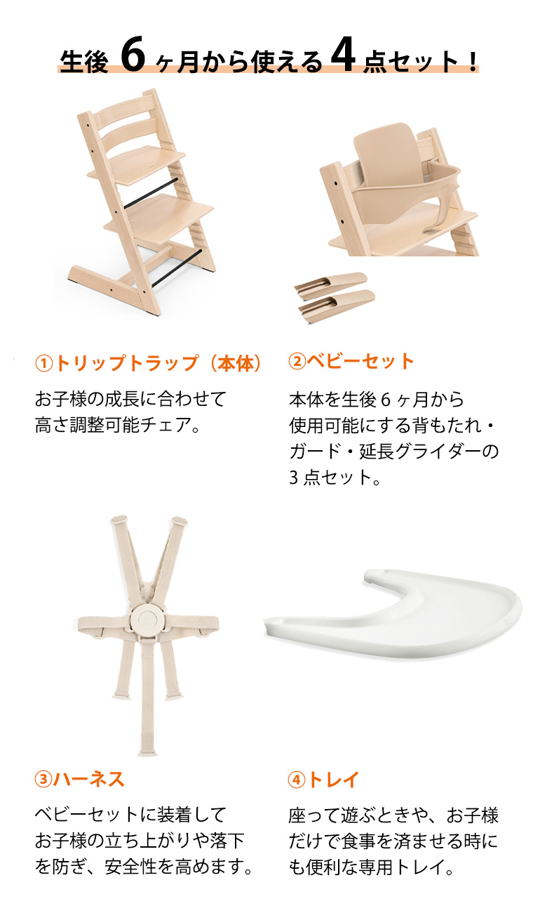 ストッケ トリップトラップ トレイ・ハーネス・ベビーセット トリップトラップ P10倍！〜7/27【正規販売店】ストッケ ビーチ