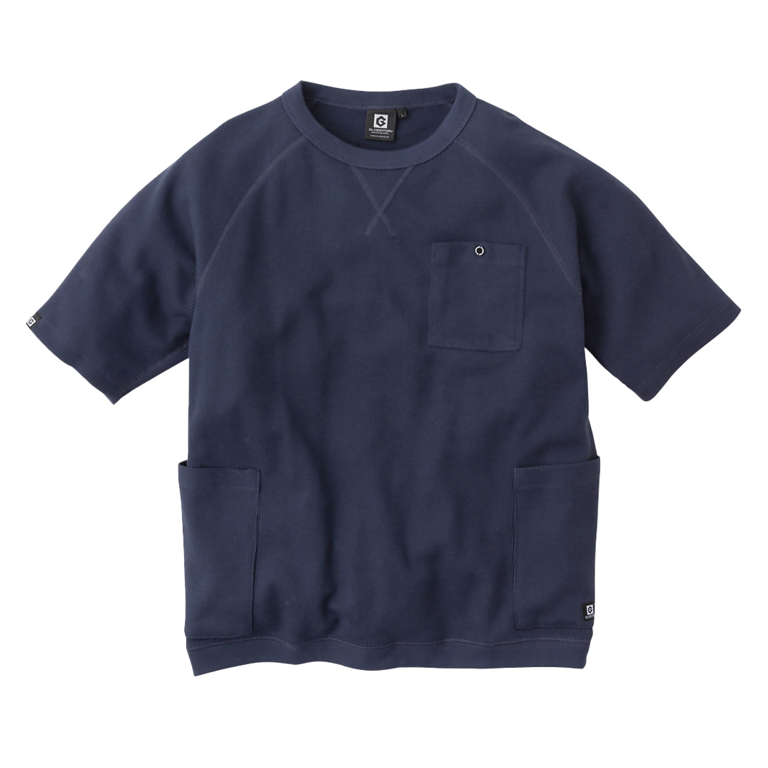 在庫一掃SALE】半袖 ワッフル Tシャツ 5つのポケット 収納 ジャケット