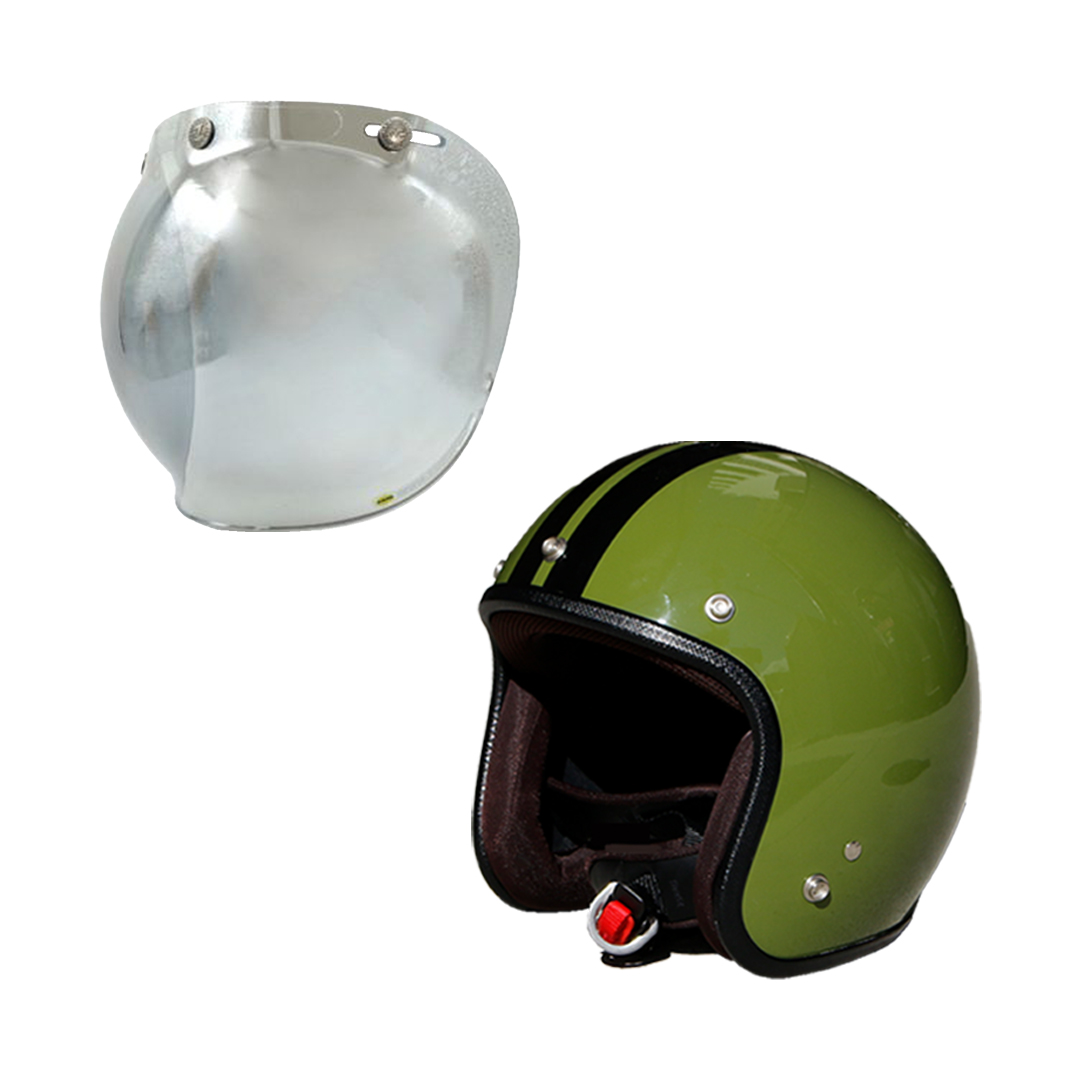 TWR ジェットヘルメット (カムフラージュグリーン) & バブルシールド