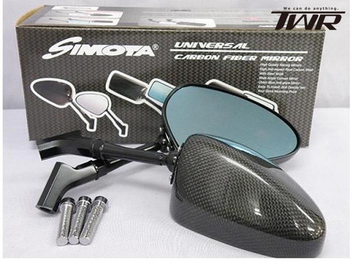 TWR製 SIMOTA OEM生産 オートバイ用 カーボンミラー 100ｍｍ ロング 