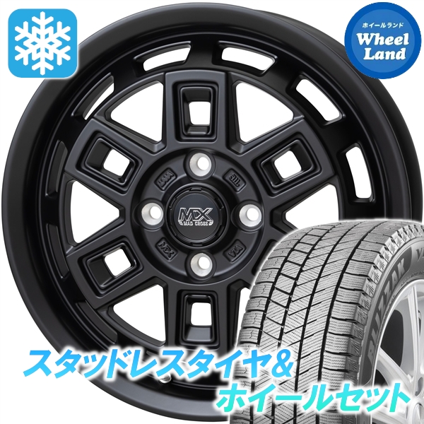 スタッドレスセット ソリオ MA26S、36S ブリザック VRX3 165/70R14 81Q マッドクロス アイヴァー MTBK 2024年以降製造