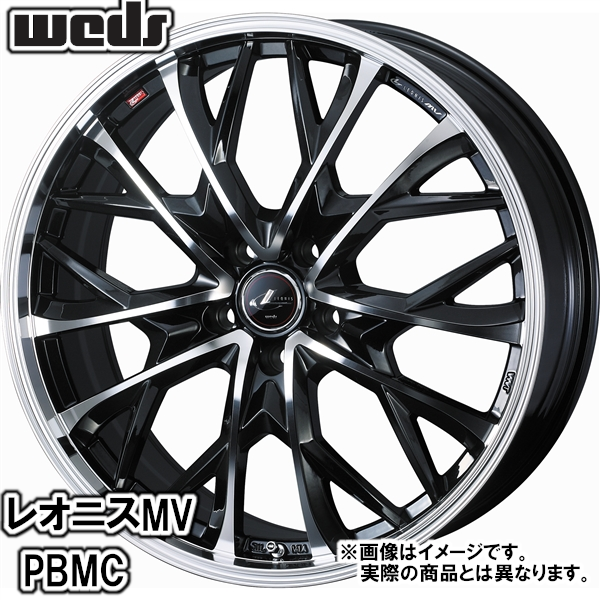 夏タイヤセット エスティマ 50系 2WD ブルーアースRV RV-03 245/40R19 98W レオニス MV パールブラック／ミラーカット 2024年以降製造の画像