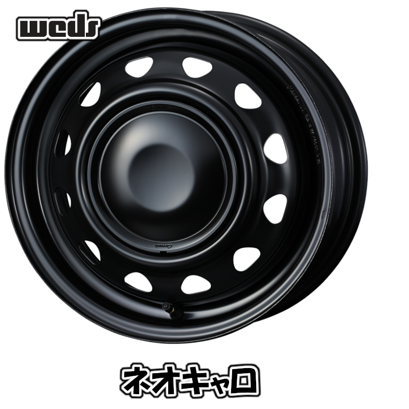 スタッドレスセット オッティ H91系 13インチ装着車 オブザーブ GIZ2 165/55R14 72Q スチール ネオキャロ セミマットBK/BKキャップ 2024年以降の画像