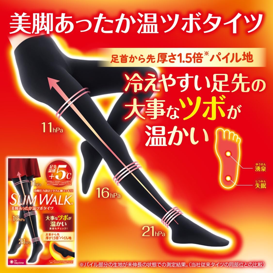 ピップ スリムウォーク 美脚あったか温ツボタイツ 選べるサイズ 着圧