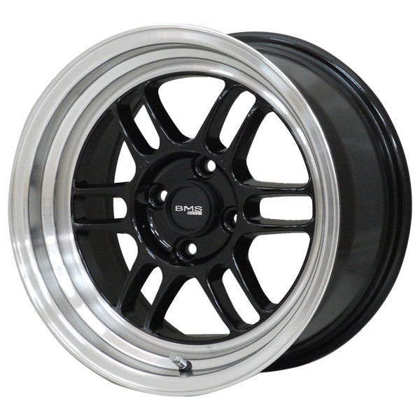 楽天 BMS R6T ブラック/マシンリップ 15インチ 8.0J 4穴100 +20 タイヤ・ホイール