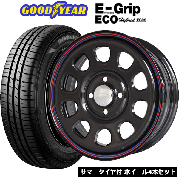 デイトナ G2 ブラック 14インチ 4穴100 155/65R14 グッドイヤー GOODYEAR EFFICIENTGRIP ECO EG01 タイヤホイール4本セット 軽自動車 :01 2119MS2 1556514GYE13M1:タイヤショップTWOMAX