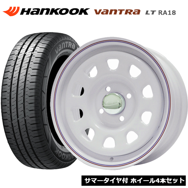 デイトナ ホワイト 14インチ 4穴100 155/80R14 88/86N ハンコック HANKOOK VANTRA LT RA18 タイヤホイール4本セット プロボックス