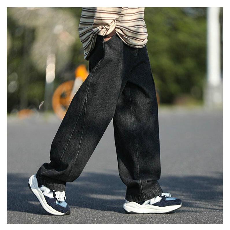 ワイドデニムパンツ バギーパンツデニム 体型カバー リラックスパンツ