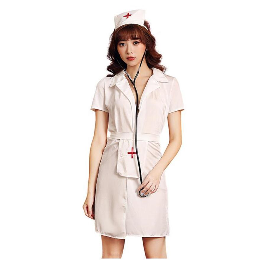 ハロウィンナース コスプレ  看護婦 看護師 白衣 衣装 可愛い 大きいサイズ ナース エプロン カチューシャ 衣装 コスチューム ハロウィン看護師｜ty1-st｜02