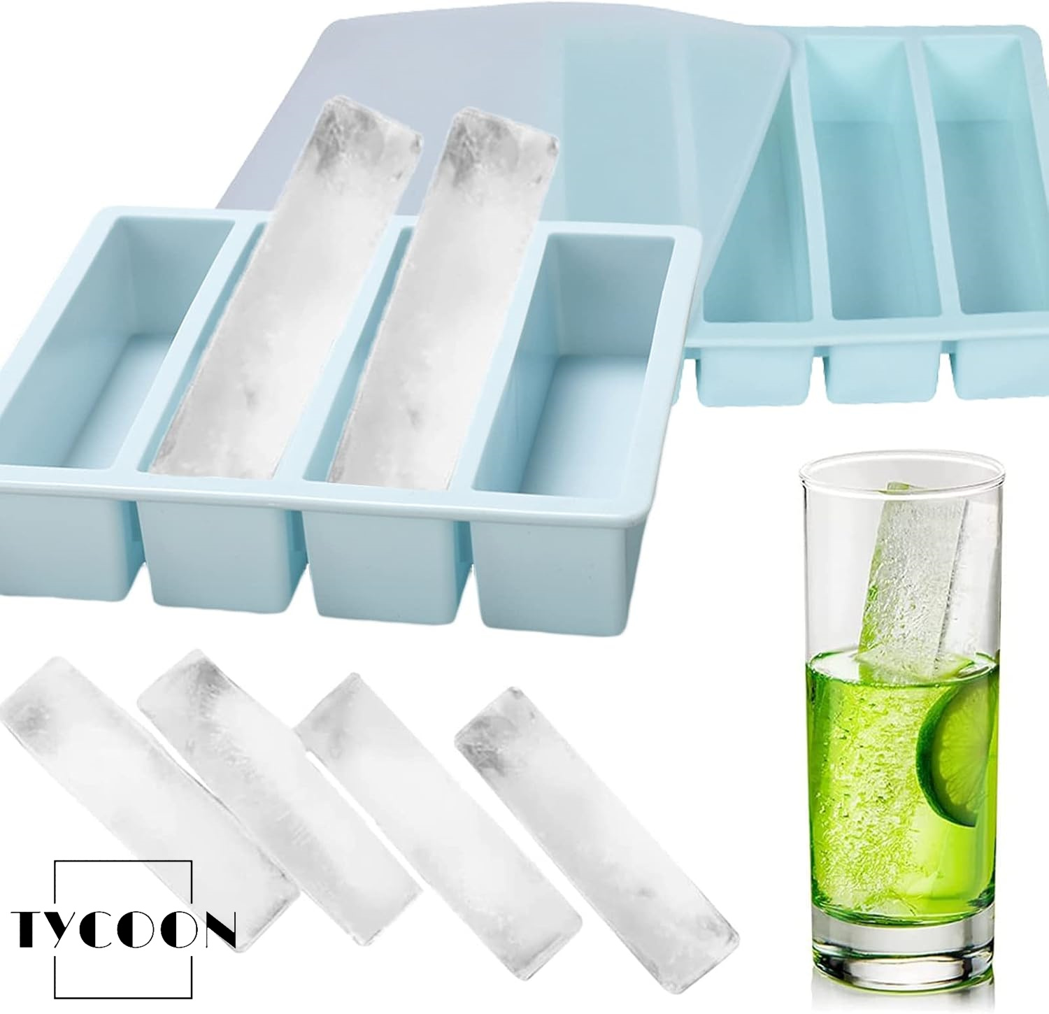 製氷皿 製氷器 四角の氷 4穴 製氷機 シリコン 蓋付き可愛い 細長い