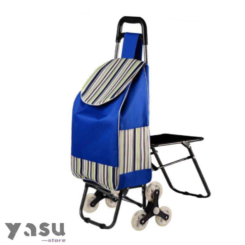 キャリーカート 椅子付き 座れる 6輪 防水 折り畳み 階段登れる 大容量