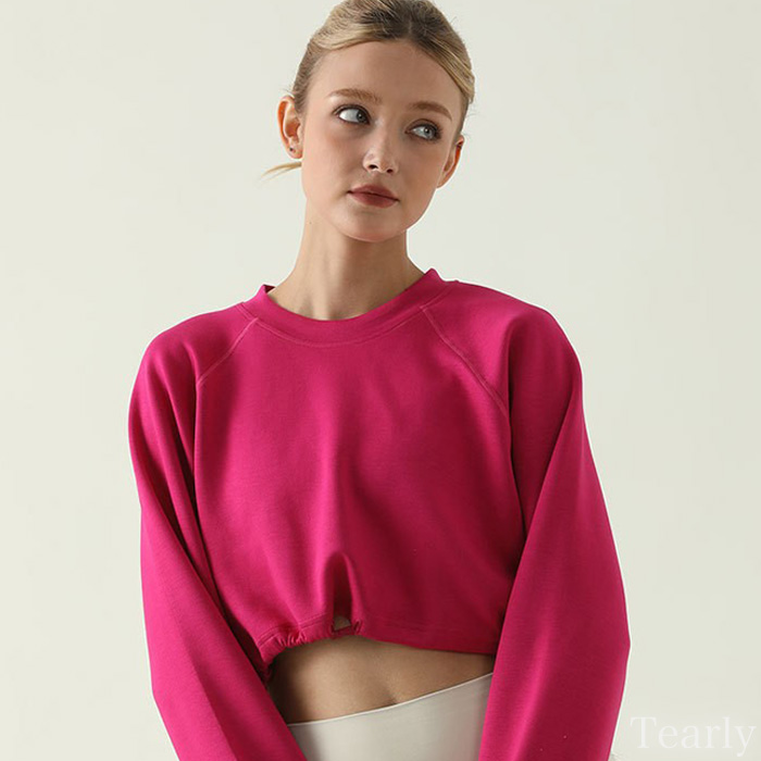 ヨガウェア トップス 長袖 ヨガ ピラティス ジム ヨガウエア レディース かわいい おしゃれ 体型カバー ショート丈 ホットヨガ フィットネス【EY080】[M便 1/1] |  | 02