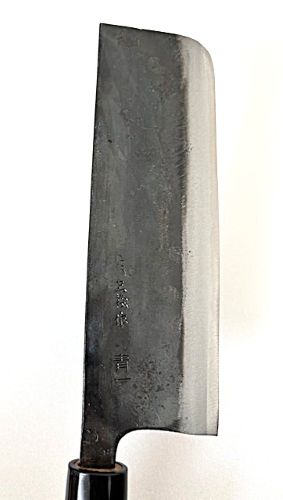 土佐打刃物 忠義作 菜切包丁 165mm 青鋼一号 黒打 両刃 クルミ柄 日本