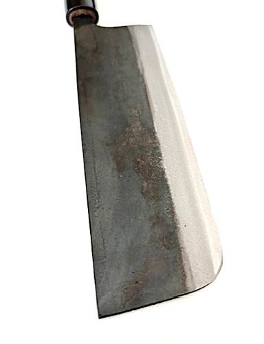 土佐打刃物 忠義作 菜切包丁 165mm 青鋼一号 黒打 両刃 クルミ柄 日本