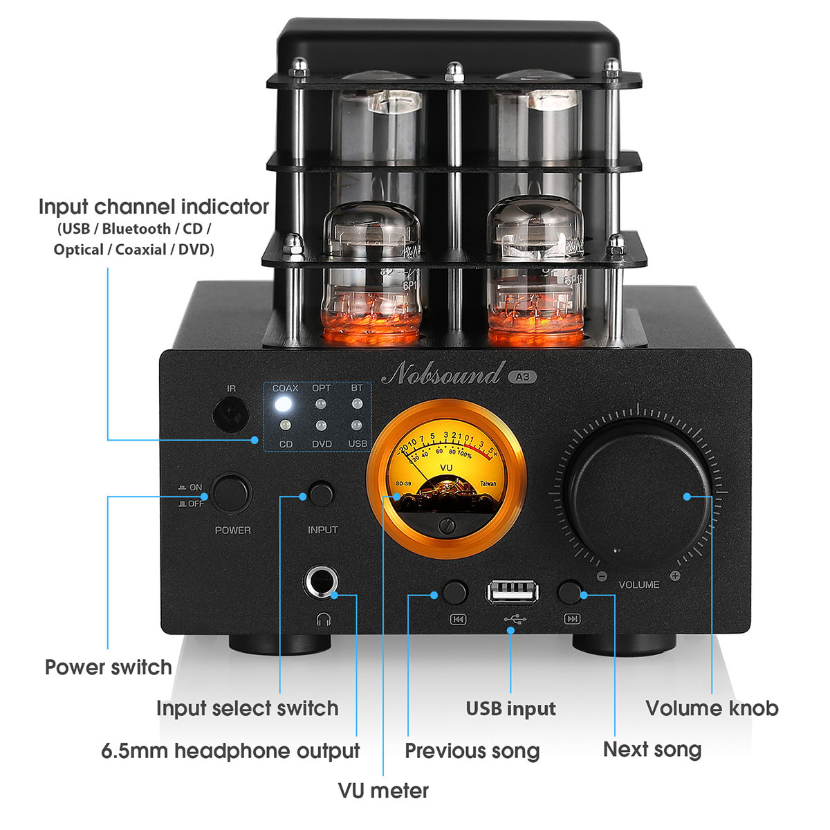 Nobsound A3 HiFi 6P16A 13P1P 真空管アンプ Bluetooth 5.0