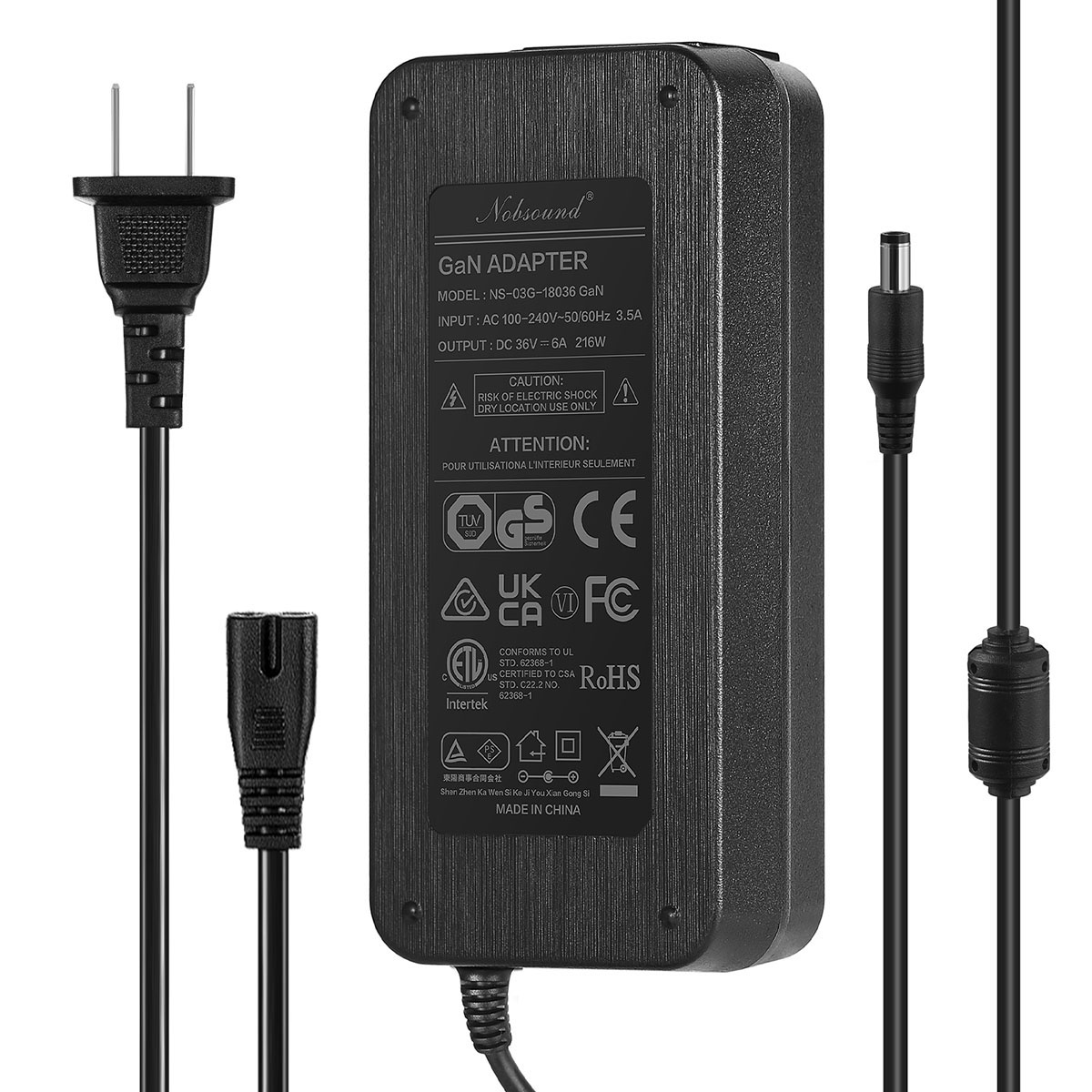 Nobsound 216W 36V/6A DC 電源アダプター ACアダプター 100-240V 変圧