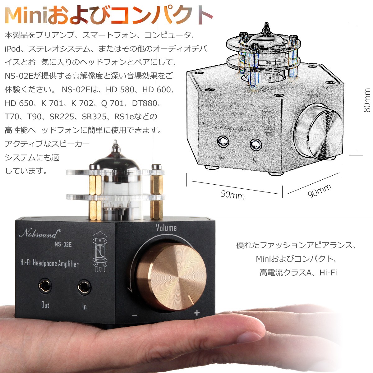 Nobsound NS-02E ステレオ ハイブリッドアンプ ヘッドホンアンプ hi-fi オーディオアンプ 真空管 イヤホン プリアンプ  メール便発送不可 : dz028 : 楽々工房 - 通販 - Yahoo!ショッピング