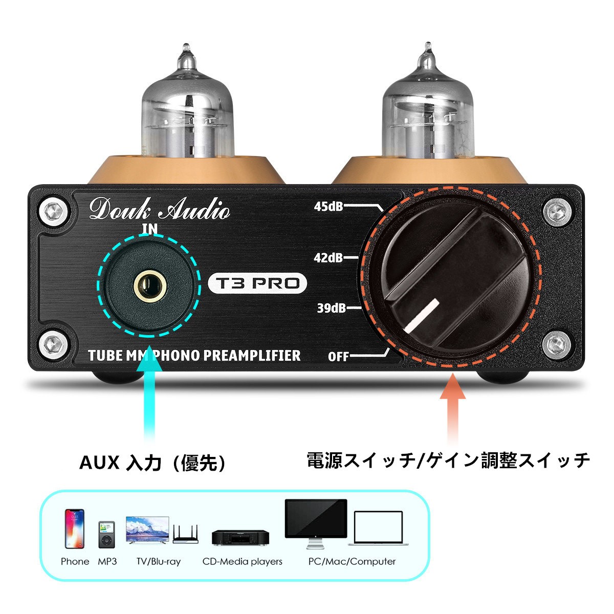 Douk Audio T3 PRO MM フォノ ステージ プリアンプ Mini ステレオ 真空管プリアンプ Phono : dz075-jp :  楽々工房 - 通販 - Yahoo!ショッピング