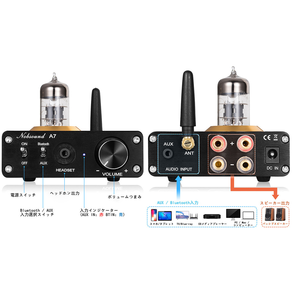 Tri FP-head 真空管ヘッドフォンアンプ オーディオ　スピーカー Nobsound A7 6N3 Mini 真空管アンプ Bluetooth 5.0 レシーバー