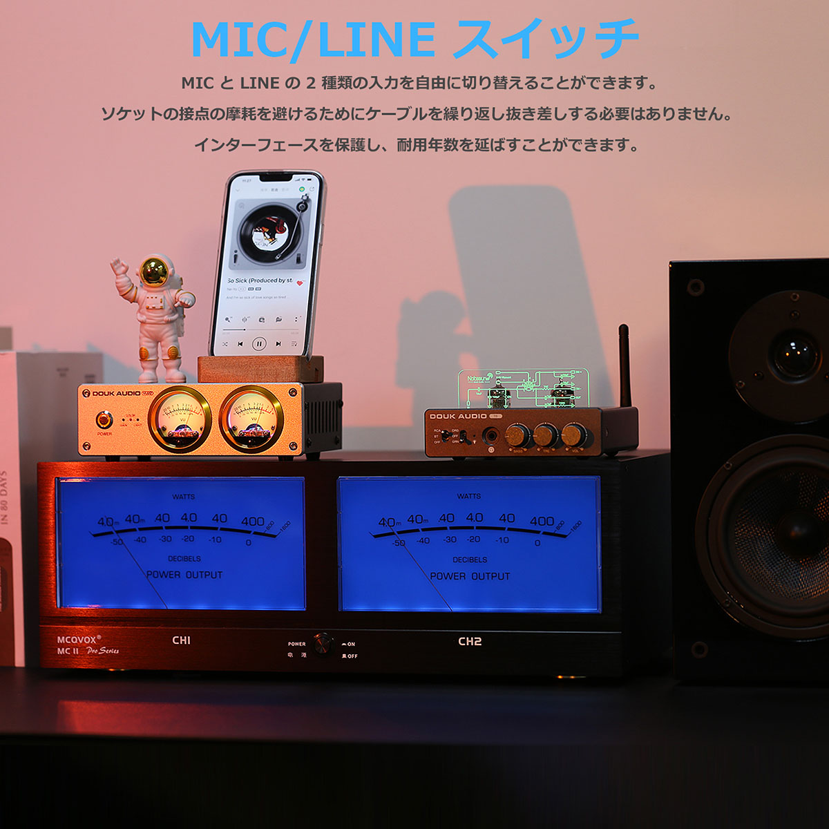 デュアル アナログ VU メーター DB パネル MIC/LINE サウンド デュアル アナログ VU メーター DB パネル MIC/LINE サウンド