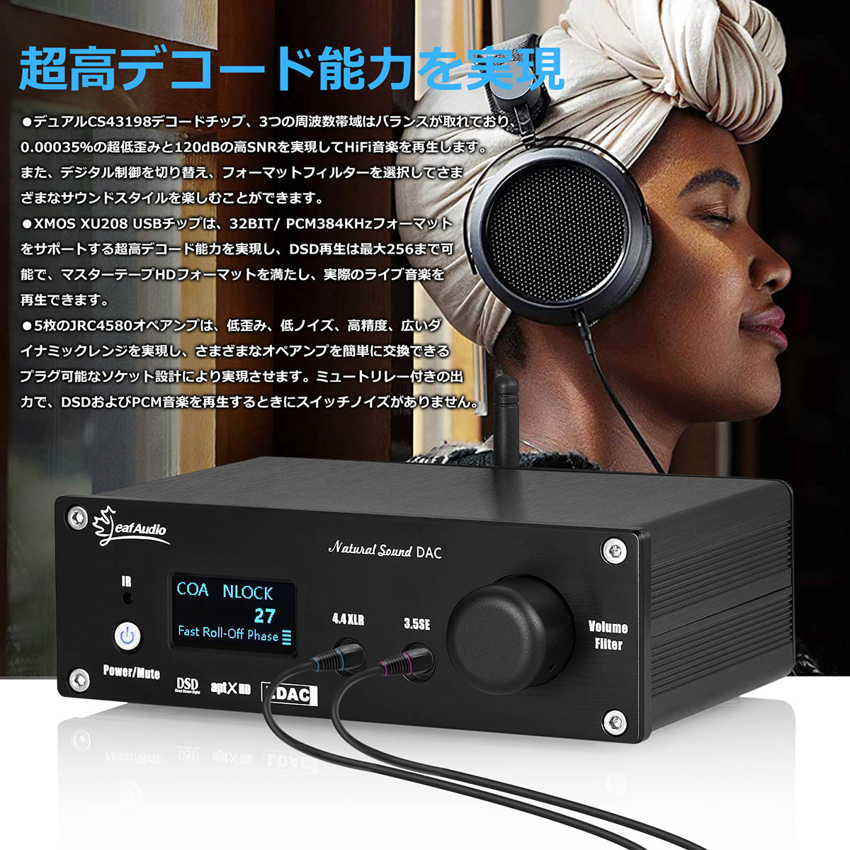 HiFi Bluetooth 5.0 レシーバー USB DAC COAX OPT I2S D/A