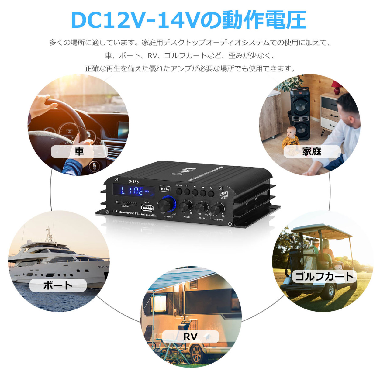 Mini 2.1CH Bluetooth ステレオ オーディオアンプ レシーバー ホーム/車/マリン アンプ : ok017-dy : 楽々工房 -  通販 - Yahoo!ショッピング