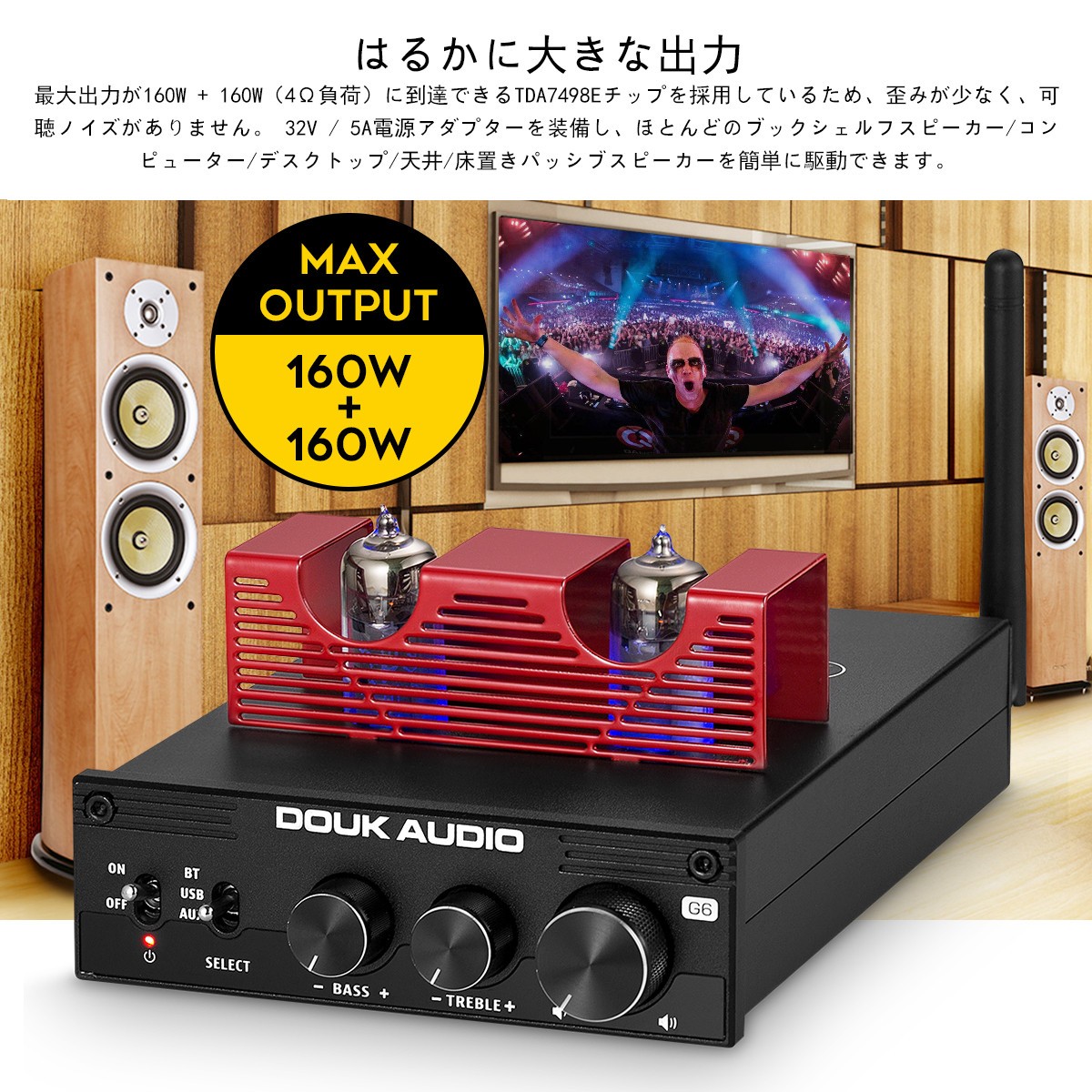 HiFi Bluetooth 5.0 真空管アンプ デジタル ステレオ オーディオ