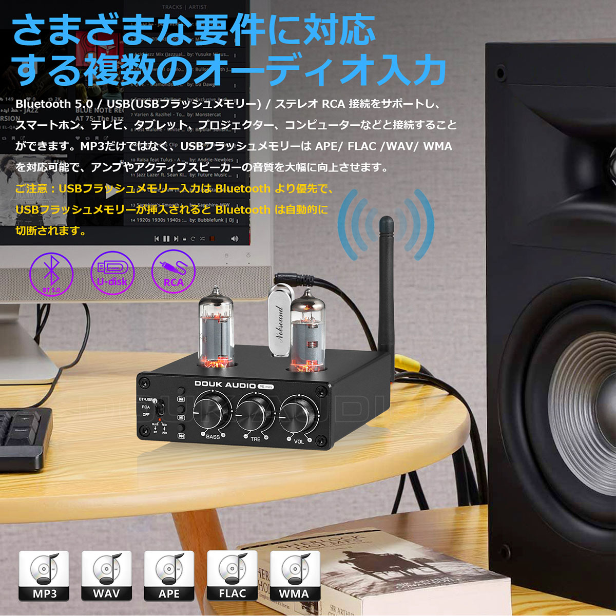 Mini P6-Mini 6A2 Bluetooth 5.0 真空管 プリアンプ スピーカー