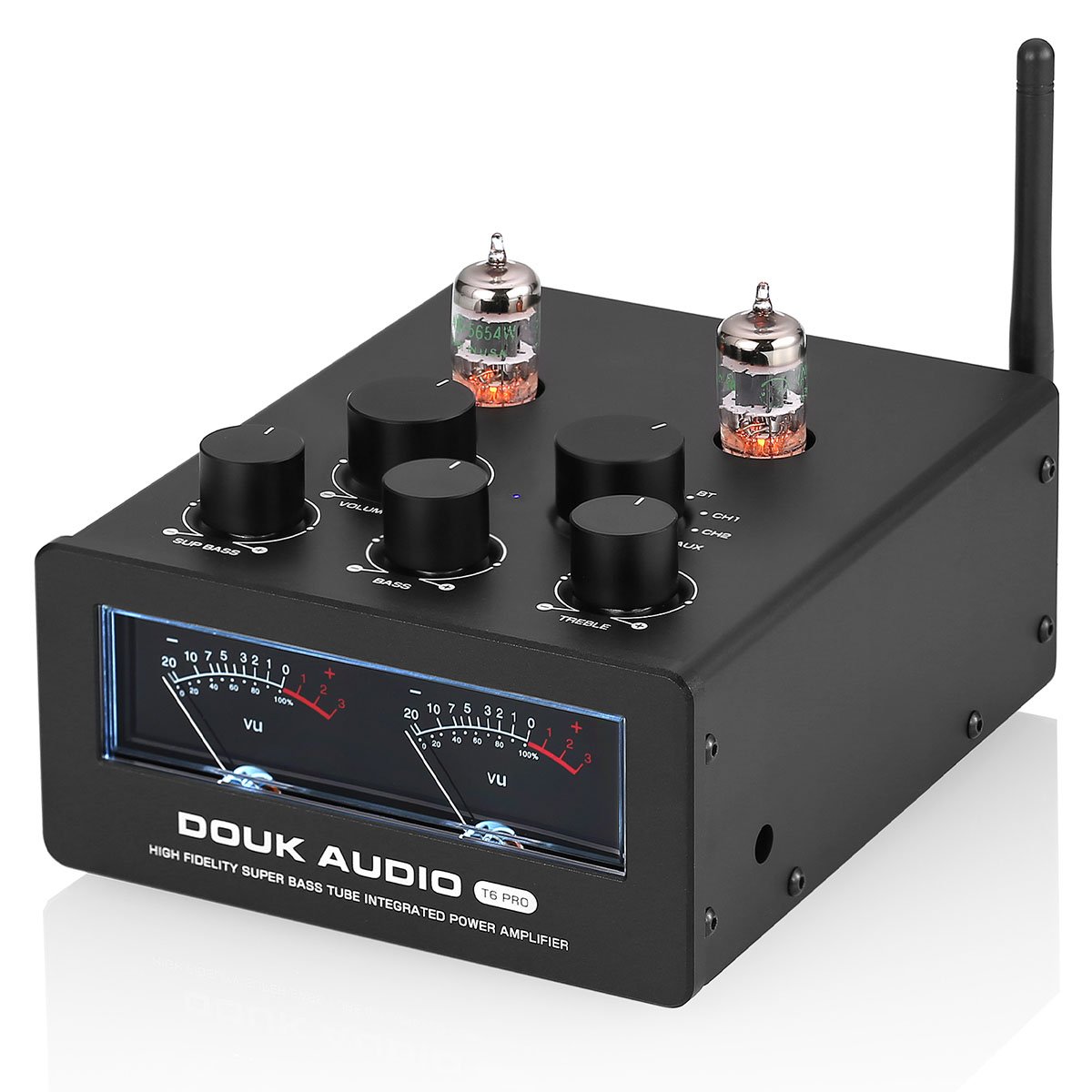 【Douk Audio T6PRO】 HIFI ミニ Bluetooth パワーアンプ 300W x2 真空管アンプ ブルートゥース VUメーター付き