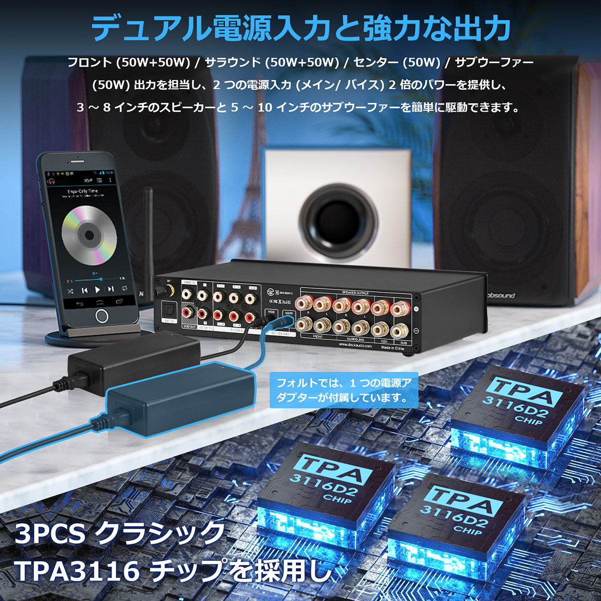 Nobsound M5.1 HiFi 5.1CH Bluetooth アンプ ステレオ ホームシアター パワーアンプ サブウーファーアンプ :  dz086-24vdy : Nobsound - 通販 - Yahoo!ショッピング