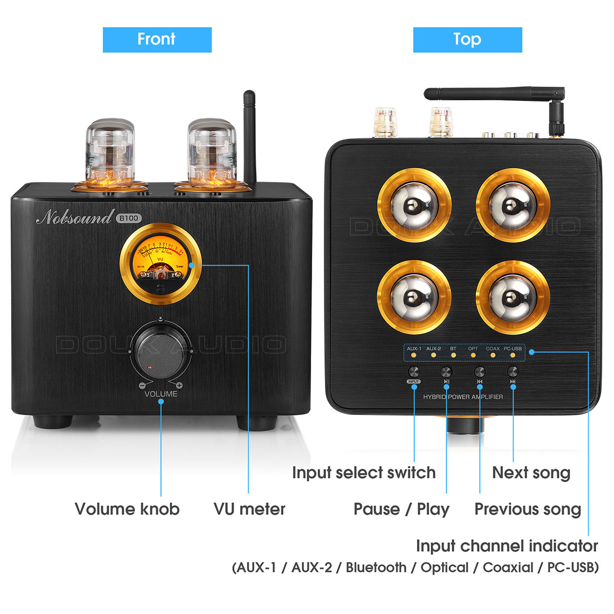 Nobsound B100 Bluetooth 5.0 真空管アンプ USB DAC COAX/OPT