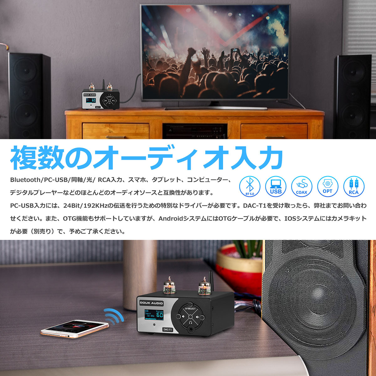 Nobsound HiFi 真空管JAN5654 USB DAC Bluetooth 5.0 S/PDIF D/A