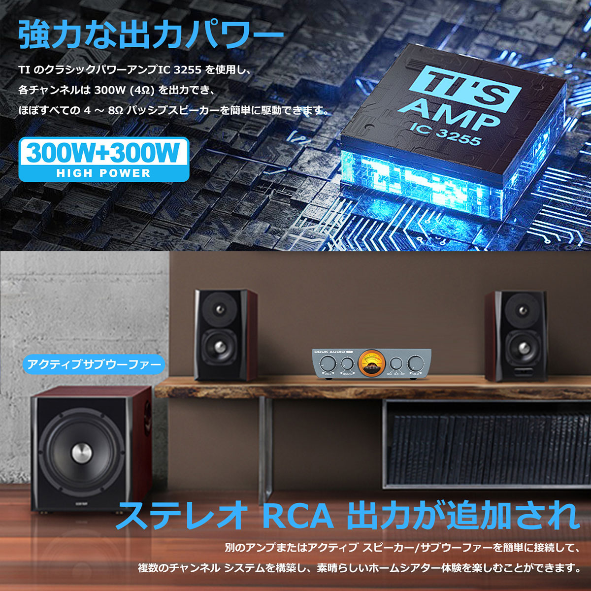 HIFI バランス XLR デジタル アンプ ホーム ステレオ スピーカー パワーアンプ VUメーター付き 300W×2 : suc-h7 :  Nobsound - 通販 - Yahoo!ショッピング