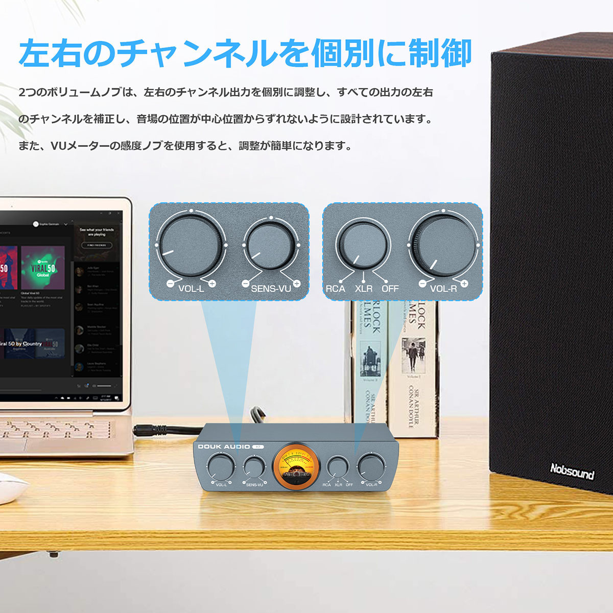 HIFI バランス XLR デジタル アンプ ホーム ステレオ スピーカー パワーアンプ VUメーター付き 300W×2 : suc-h7 :  Nobsound - 通販 - Yahoo!ショッピング