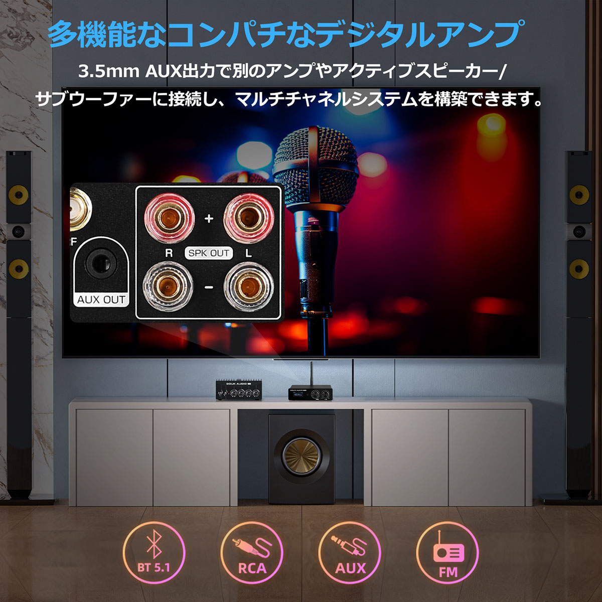 Douk Audio M1 FM HiFi TPA3116 デジタルアンプ Bluetooth 5.1