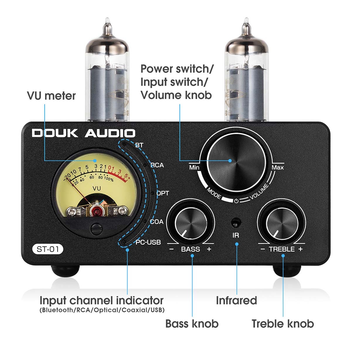 DOUK AUDIO ST-01 6K4 HiFi Bluetooth 5.0 真空管アンプ USB DAC