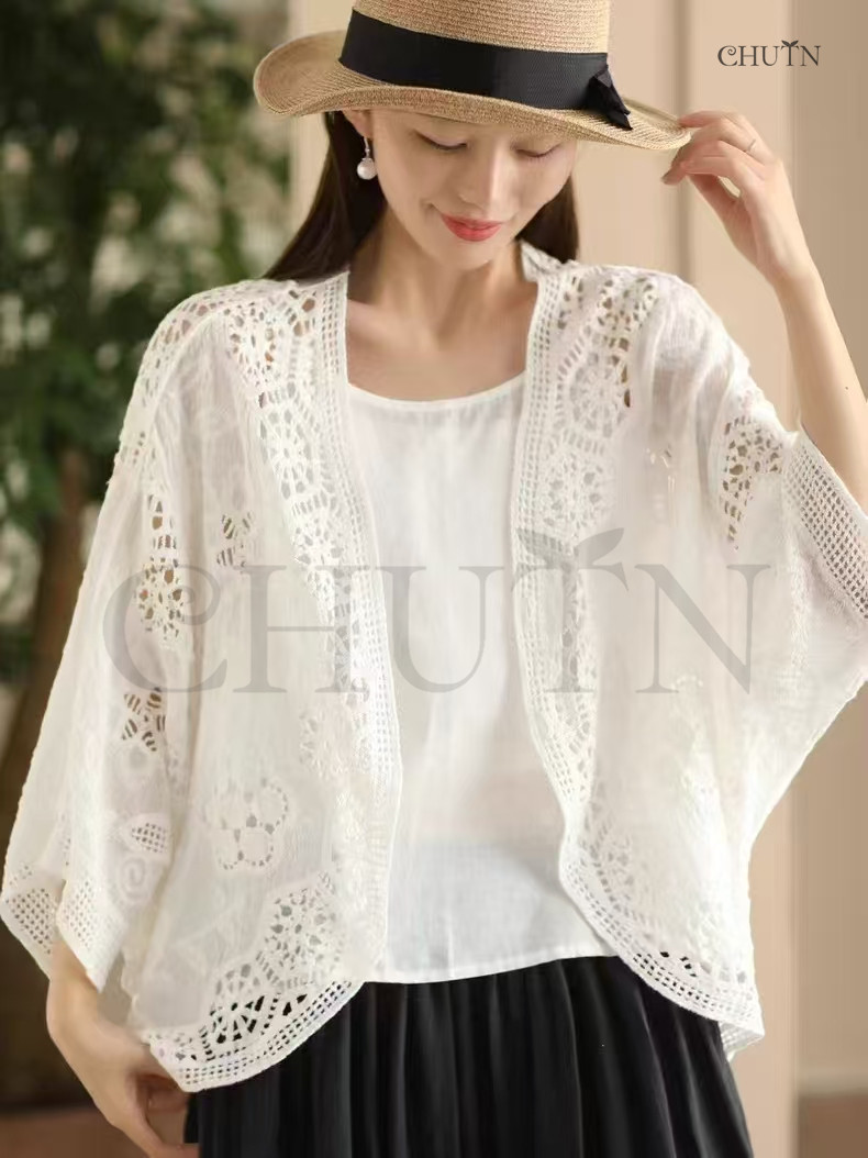 レースカーディガン レディース 春夏秋 UVカット アウター 冷房対策