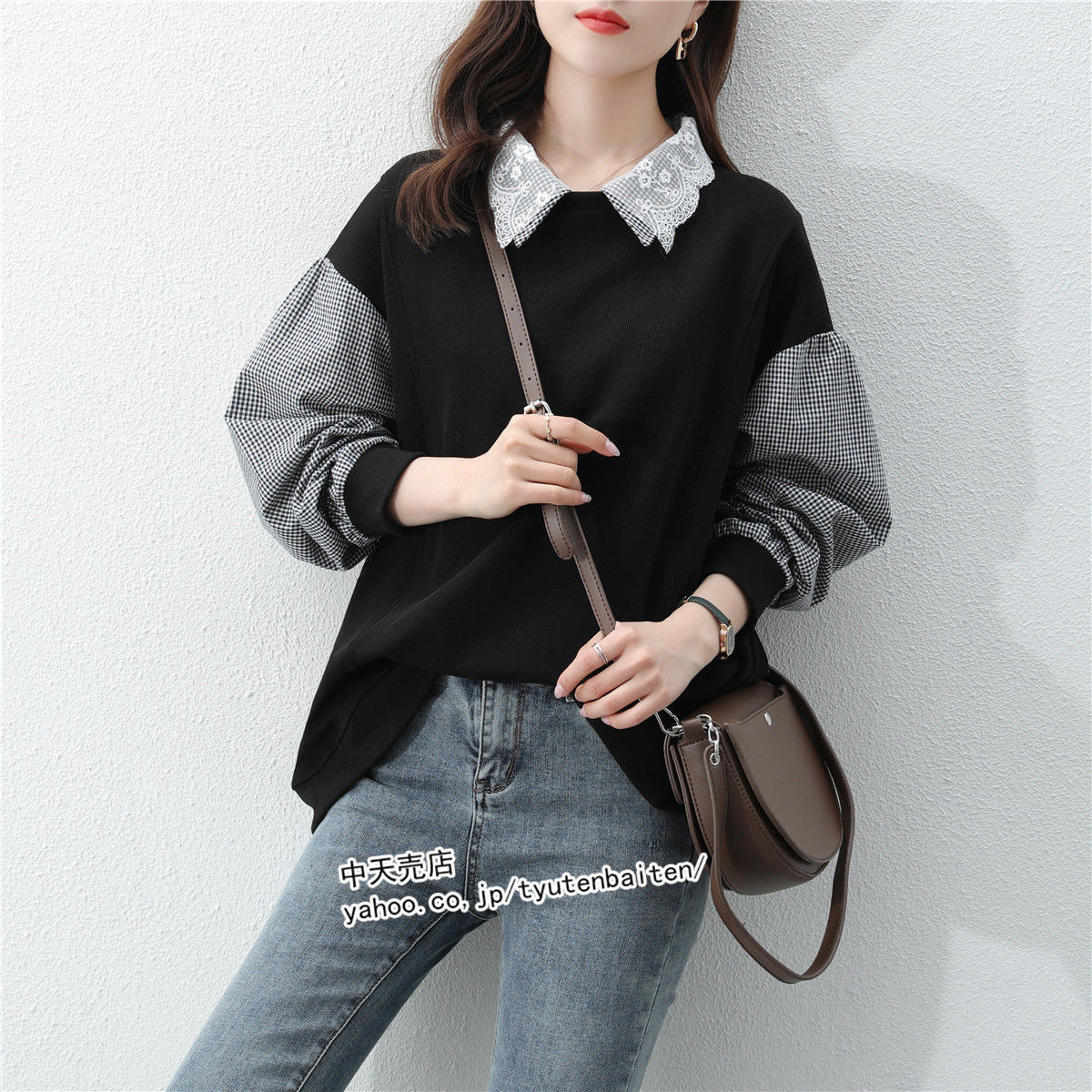 ブラウス レディース 切り替えブラウス 長袖 シャツブラウス 折り襟