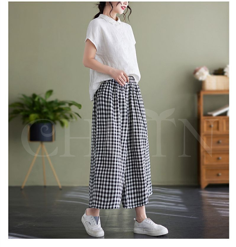 KBF URBAN RESEARCH チェック柄　ガウチョパンツ　紐調整　新品 ワイドパンツ レディース ロング 春夏 ガウチョパンツ チェック