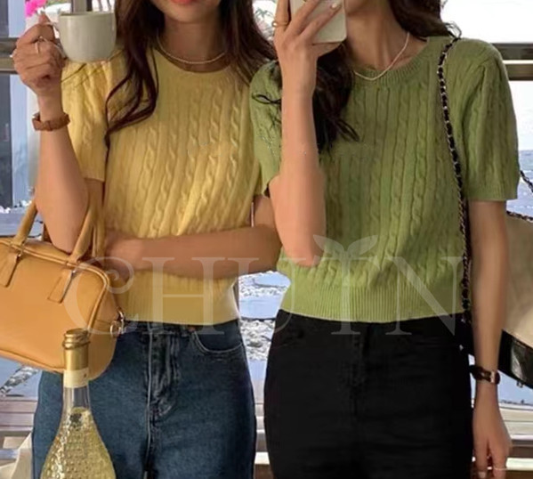 薄手カットソー 半袖 サマーニット ニット new トップス 丸首 半袖Tシャツ 上質感 無地 女性 レイヤード ナチュラル オフィス 通勤服 夏服 ニットトップス レディース 半袖 カットソー 無地 着痩せ 丸首