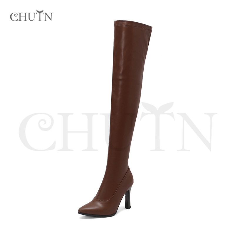 CHUTNニーハイブーツ ロングブーツ内ボアハイヒール ピンヒール
