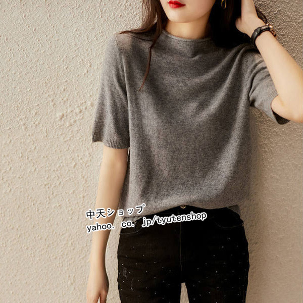 ニット レディース 半袖Tシャツ 春夏トップス ニットトップス