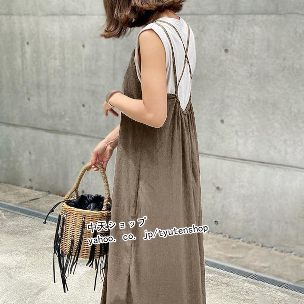 ☆☆夏休みSALE!!!☆☆【23区Lサイズ】涼しい♪着痩せ⭐︎楽ちん♪ワンピース サロペットワンピース 夏 レディース 40代50代 キャミワンピース 無地