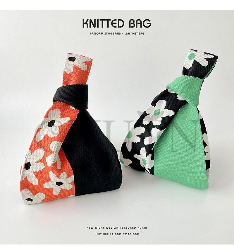 春ニットトートバッグ レディース花柄 草木ニットバッグ軽量 トート