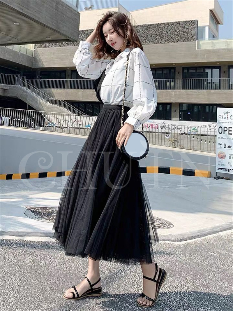 チュールスカート ロングスカート プリーツ 春夏 スカート