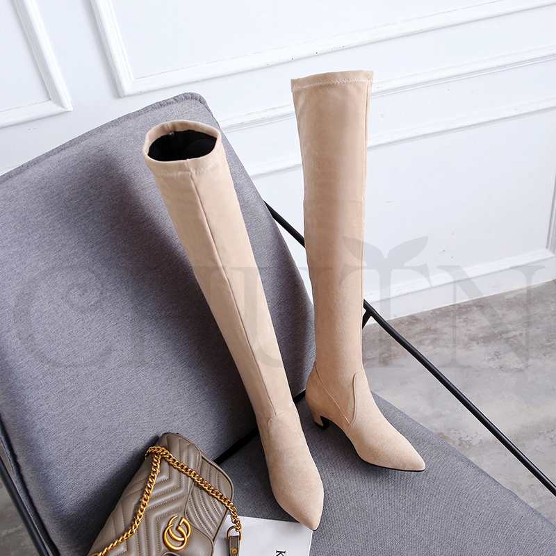 CHUTNロングブーツ レディースニーハイブーツ 長靴 履きやすい4cm